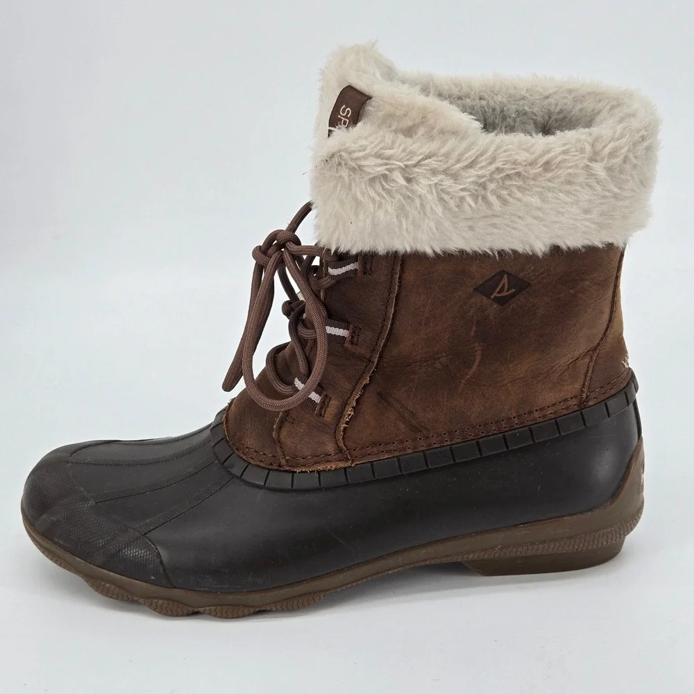 Sperry Top-Sider Maritime Repel Faux Fur Duck‎ Boots Brown Women's Sz 10